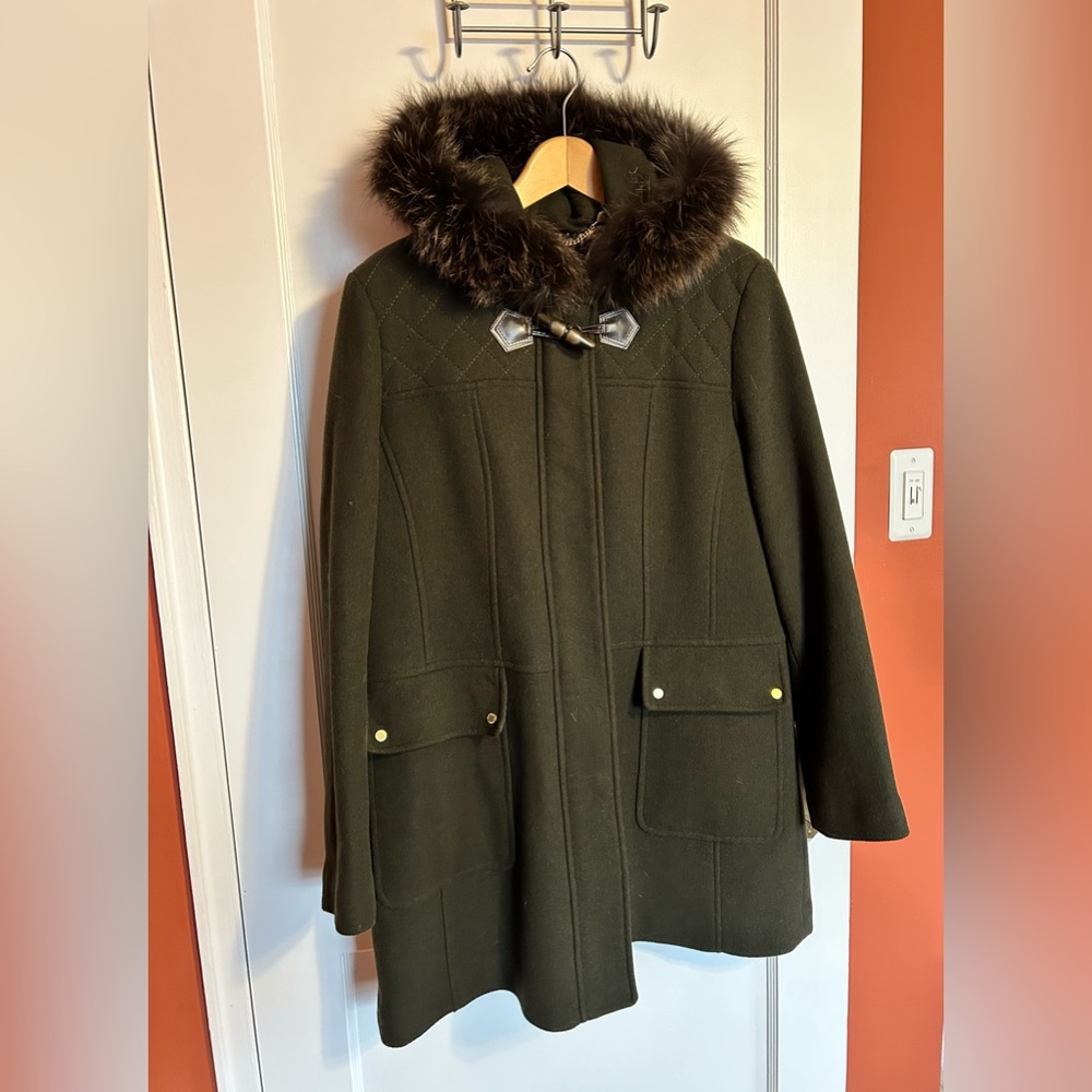 Ellen Tracy Green Hooded Coat
